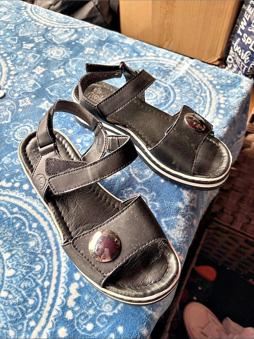 Rieker Black Studded Sandals US 6